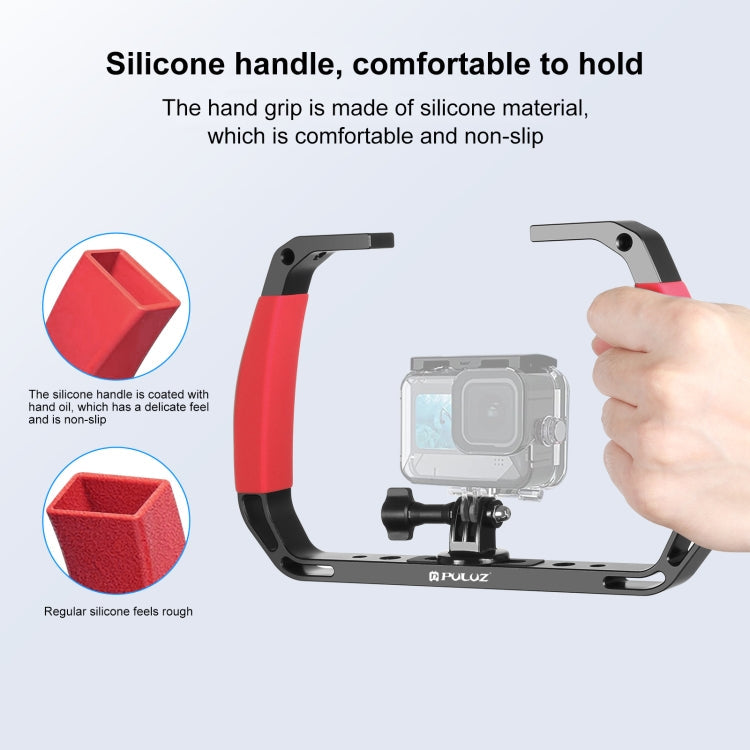 PULUZ Asas dobles de silicona Plataforma de buceo subacuático de aleación de aluminio para GoPro,, Insta360 y otras cámaras……