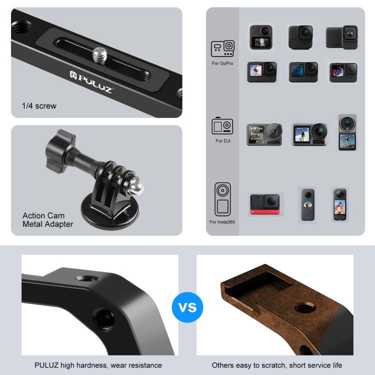PULUZ Asas dobles de silicona Plataforma de buceo subacuático de aleación de aluminio para GoPro,, Insta360 y otras cámaras……