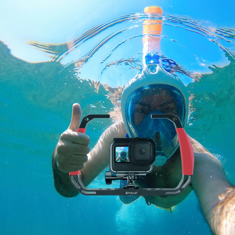PULUZ Asas dobles de silicona Plataforma de buceo subacuático de aleación de aluminio para GoPro,, Insta360 y otras cámaras……