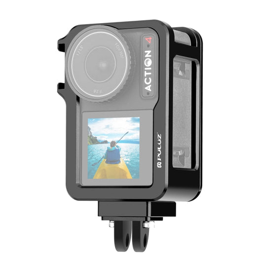 Marco 3 PULUZ adaptador de expansión de jaula de metal con zapata fría para DJI Osmo Action 4 (negro)