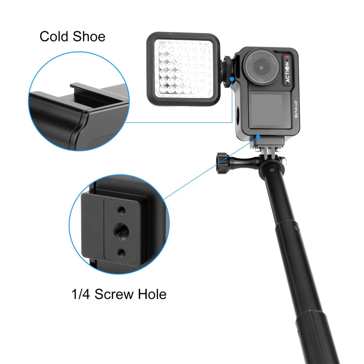 Marco 3 PULUZ adaptador de expansión de jaula de metal con zapata fría para DJI Osmo Action 4 (negro) — imagen 4
