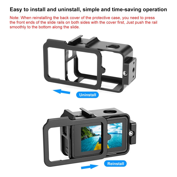 Marco 3 PULUZ adaptador de expansión de jaula de metal con zapata fría para DJI Osmo Action 4 (negro) — imagen 7