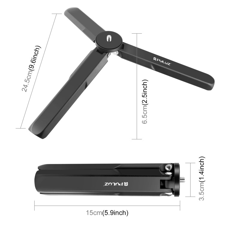 Trípode de metal de aleación Insta360 X4 PULUZ de aluminio para DJI Osmo Pocket 3 (negro) — imagen 4