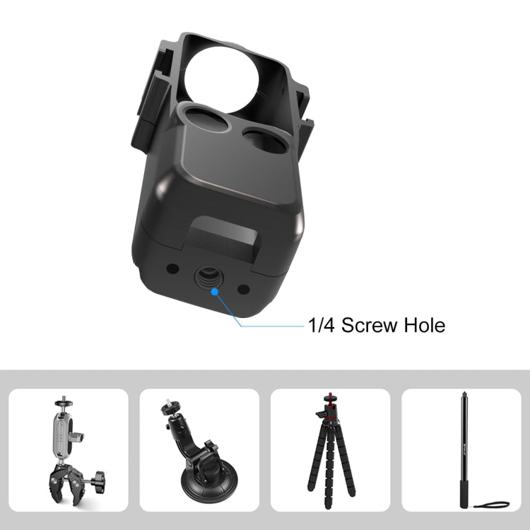Soporte PULUZ adaptador de jaula de marco de protección de metal con zapatas frías dobles para DJI Osmo Pocket 3 (negro) — i…