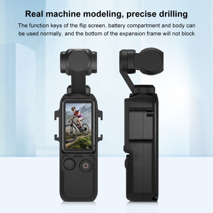 Soporte PULUZ adaptador de jaula de marco de protección de metal con zapatas frías dobles para DJI Osmo Pocket 3 (negro) — i…