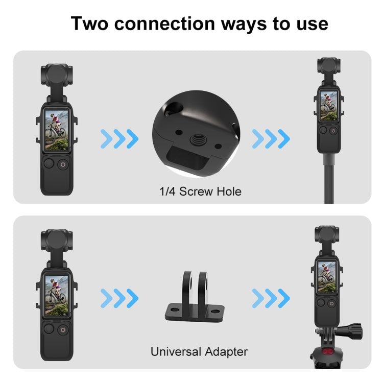 Soporte PULUZ adaptador de jaula de marco de protección de metal con zapatas frías dobles para DJI Osmo Pocket 3 (negro) — i…