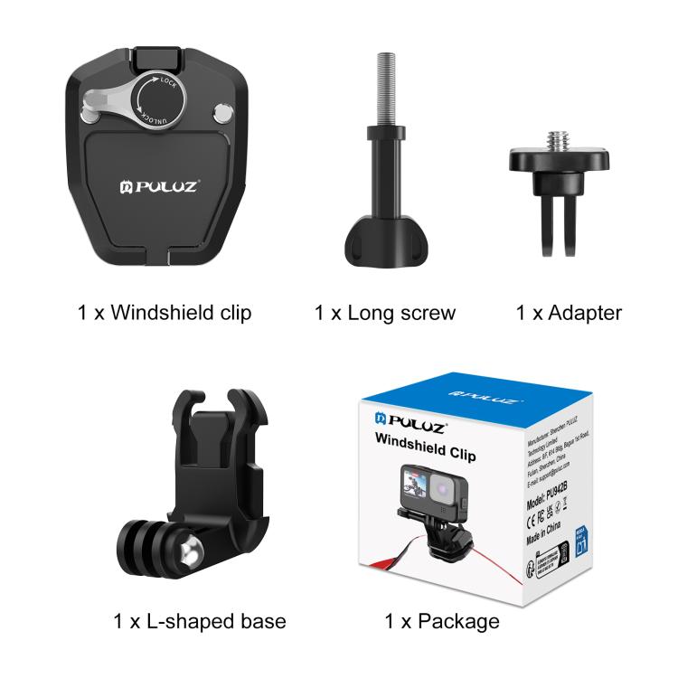 Clip de montaje para cámara de acción en parabrisas de motocicleta PULUZ para GoPro Hero12 Black / / Insta360 X4 / Ace Pro y…