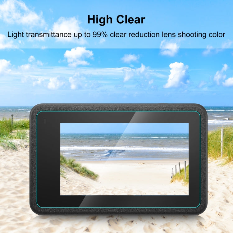 Lente PULUZ 3 en 1 Pantalla frontal y trasera Vidrio templado Película a prueba de explosiones para DJI Osmo Action 4 (trans…
