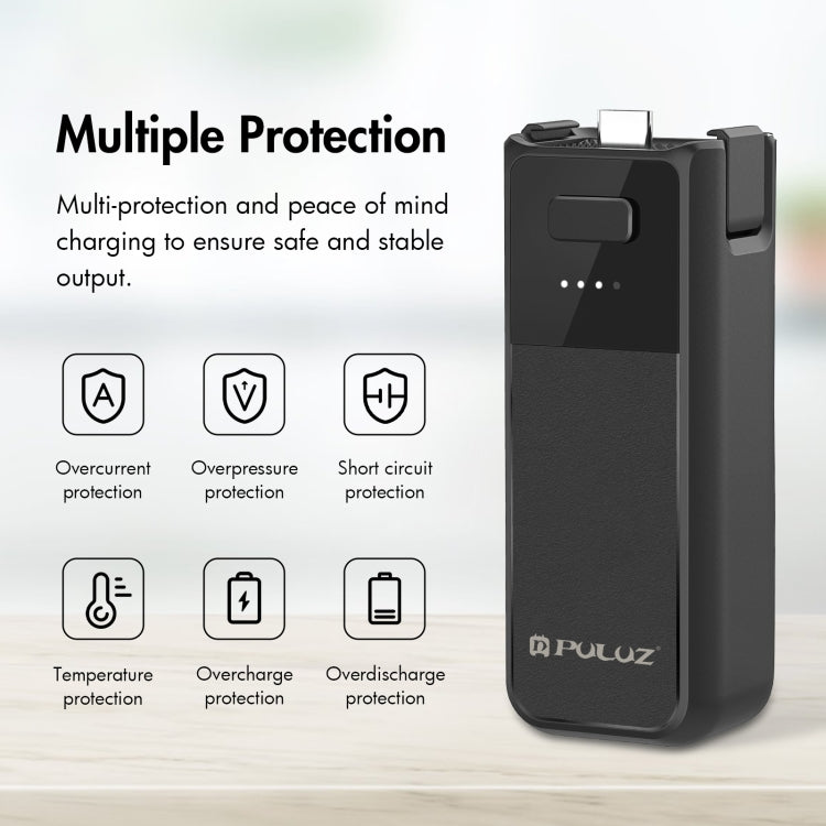 Empuñadura de batería PULUZ de alta capacidad de 2800 mAh para DJI Osmo Pocket 3 (negra) — imagen 3