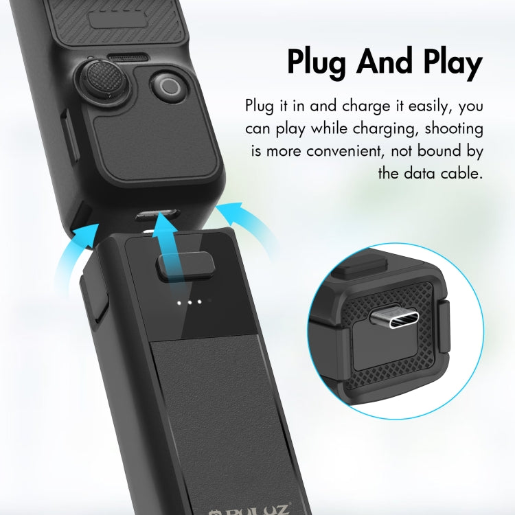 Empuñadura de batería PULUZ de alta capacidad de 2800 mAh para DJI Osmo Pocket 3 (negra) — imagen 8