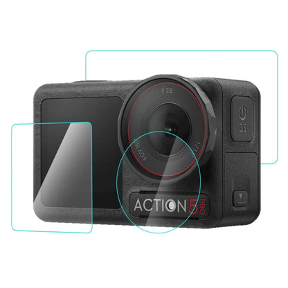 Lente Pro PULUZ 3 en 1 Pantalla frontal y trasera Vidrio templado Película a prueba de explosiones para DJI Osmo Action 5 (t…