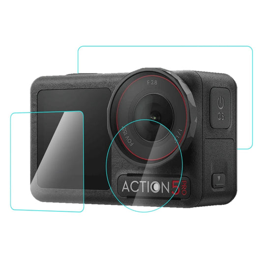 Lente Pro PULUZ 3 en 1 Pantalla frontal y trasera Vidrio templado Película a prueba de explosiones para DJI Osmo Action 5 (t…