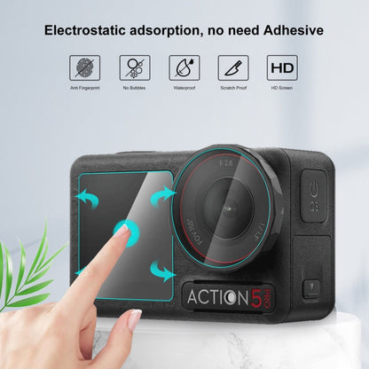 Lente Pro PULUZ 3 en 1 Pantalla frontal y trasera Vidrio templado Película a prueba de explosiones para DJI Osmo Action 5 (t…