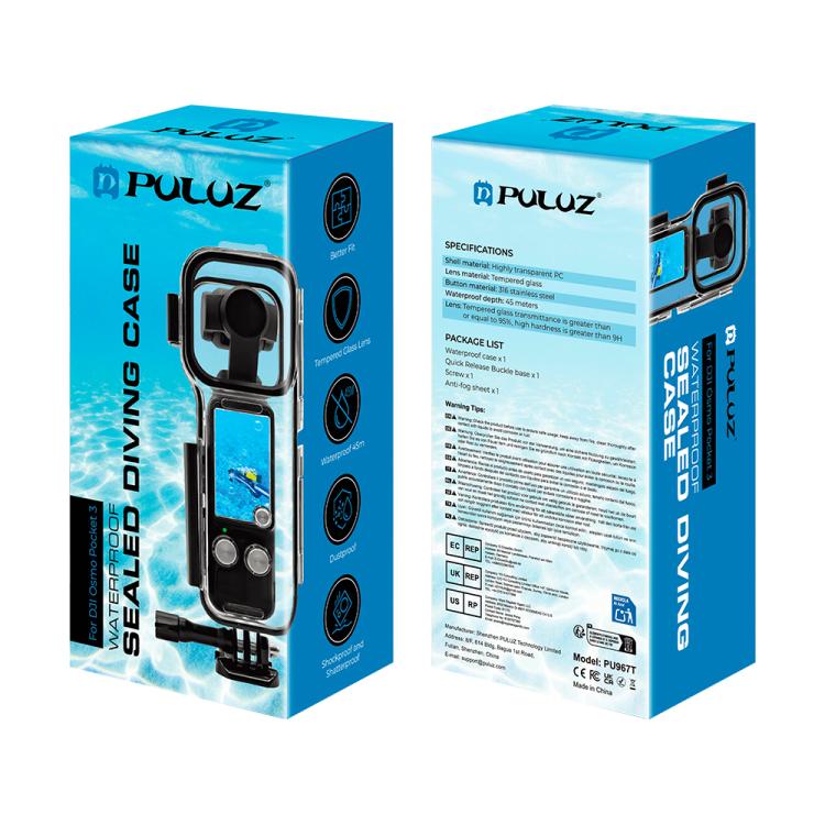 Funda PULUZ 45m Underwater Resistente al Agua Housing Diving para DJI Osmo Pocket 3 (Transparent) — imagen 11