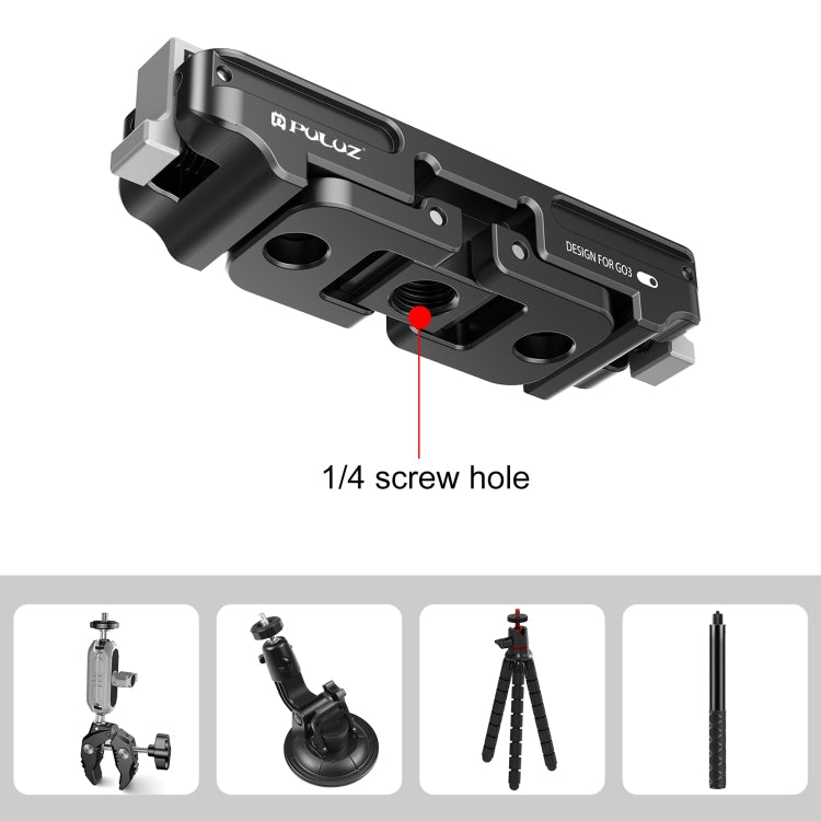 Soporte de base de liberación Para Insta360 GO3 PULUZ rápida de aleación de aluminio magnético para DJI Osmo Action 4 (negro…