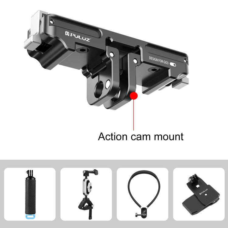 Soporte de base de liberación Para Insta360 GO3 PULUZ rápida de aleación de aluminio magnético para DJI Osmo Action 4 (negro…