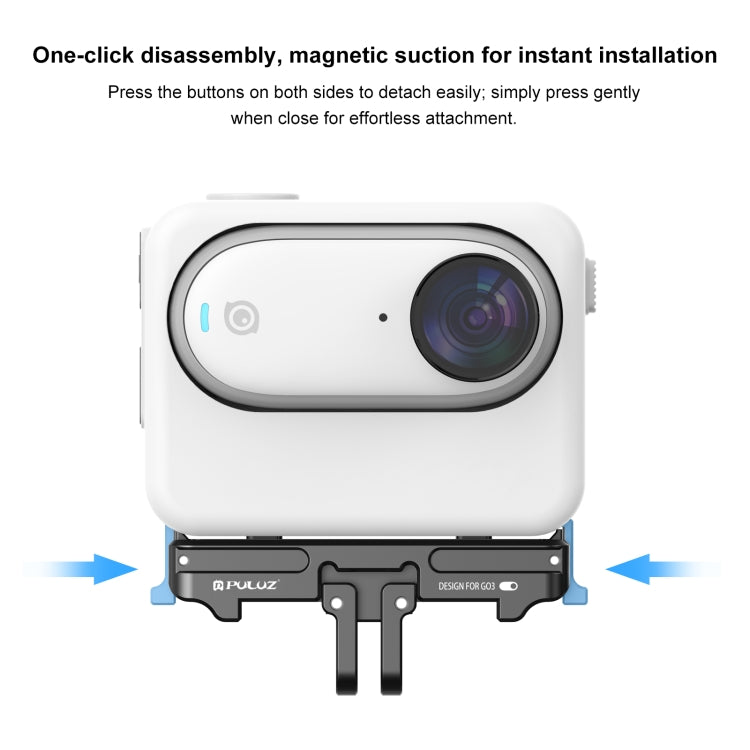 Soporte de base de liberación Para Insta360 GO3 PULUZ rápida de aleación de aluminio magnético para DJI Osmo Action 4 (negro…
