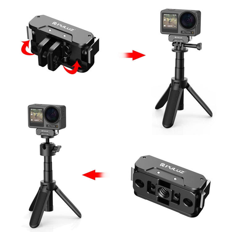 Base PULUZ metálica magnética de liberación rápida para DJI Osmo Action 4 (negro) — imagen 7