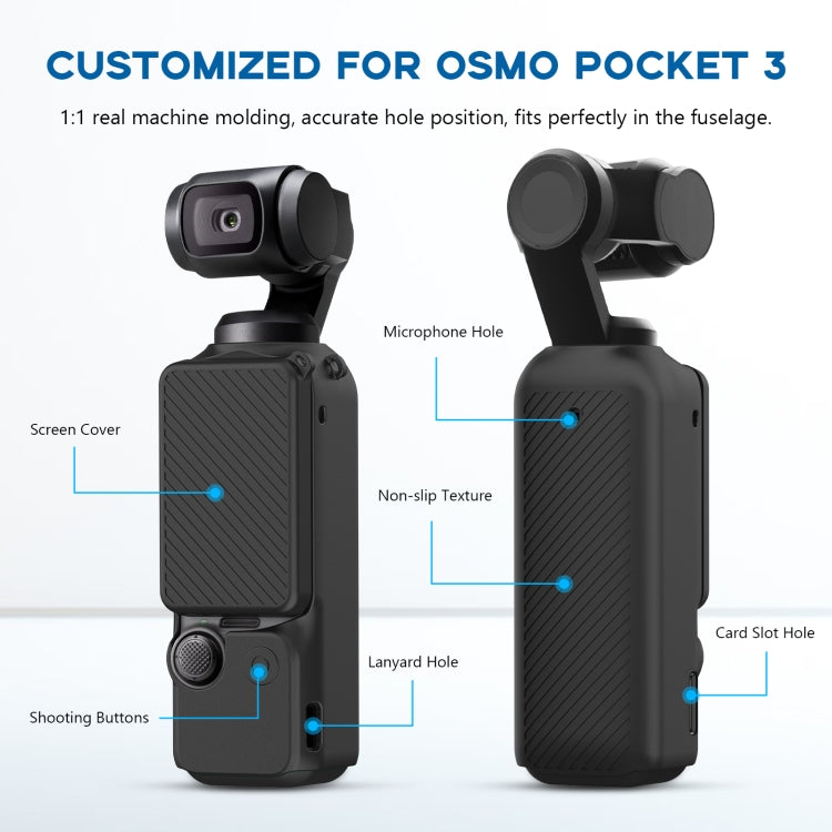 Juego de fundas de silicona PULUZ 2 en 1 con correa para DJI Osmo Pocket 3 (negro) — imagen 3