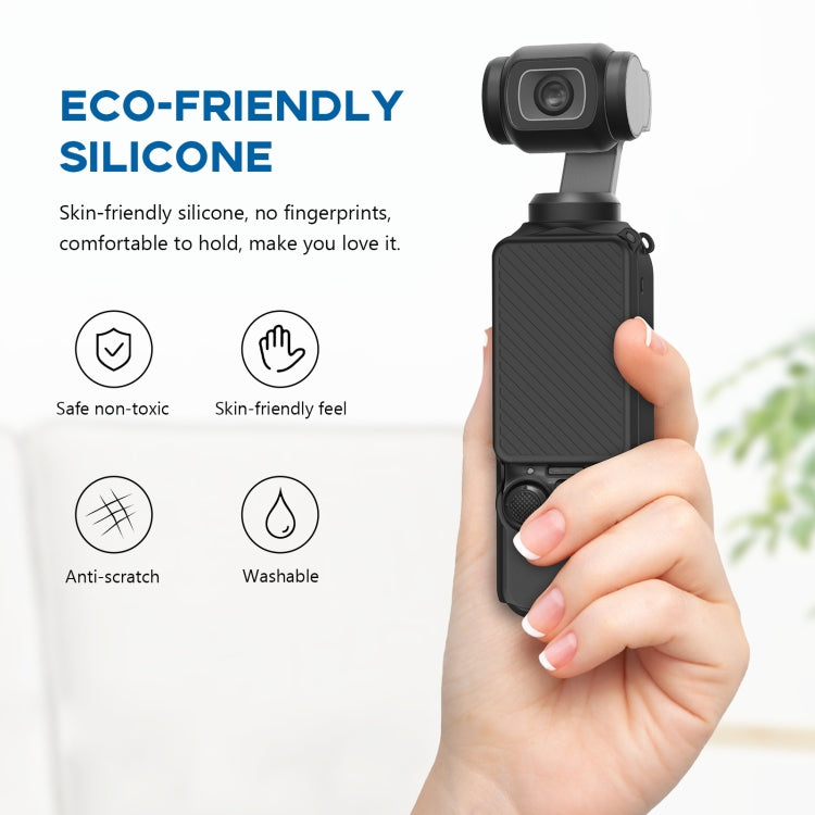 Juego de fundas de silicona PULUZ 2 en 1 con correa para DJI Osmo Pocket 3 (negro) — imagen 5