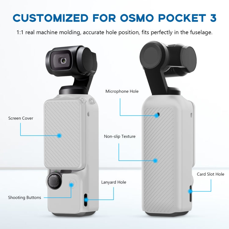 Juego de fundas de silicona PULUZ 2 en 1 con correa para DJI Osmo Pocket 3 (gris) — imagen 3