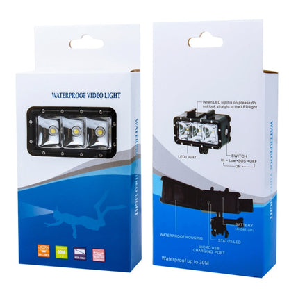 Soporte de base Luz de vídeo resistente al agua hasta 30 m Linterna de 3 modos con y tornillo para GoPro Hero12 Black / Hero…