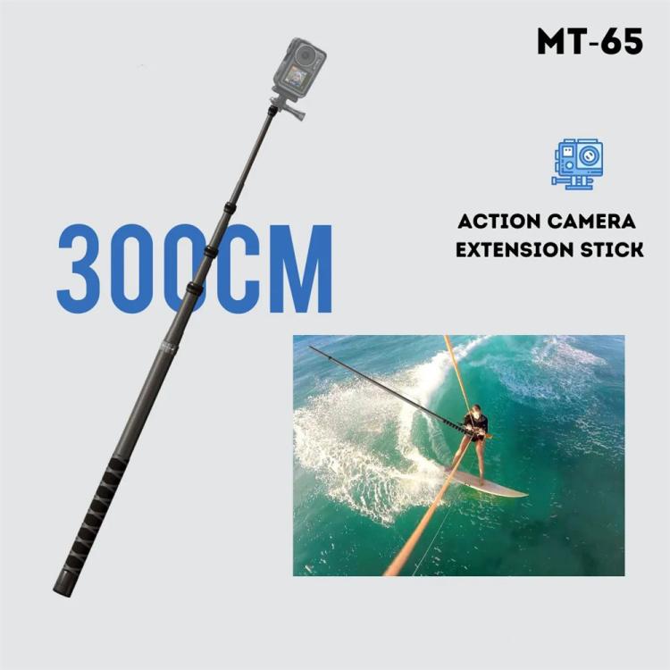 JMARY MT-65 - Palo selfie monopie de fibra de carbono de 3 m con extensión de 5 secciones para cámaras de acción para DJI Os…