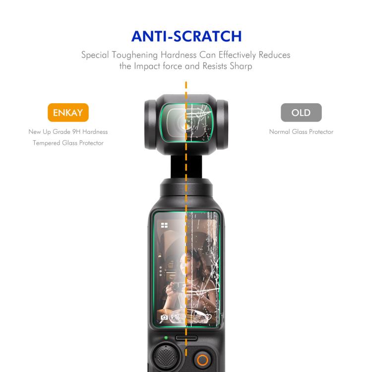 Mica protectora de pantalla de vidrio templado ENKAY Hat-Prince de 0,2 mm y 9H para DJI Osmo Pocket 3 — imagen 4