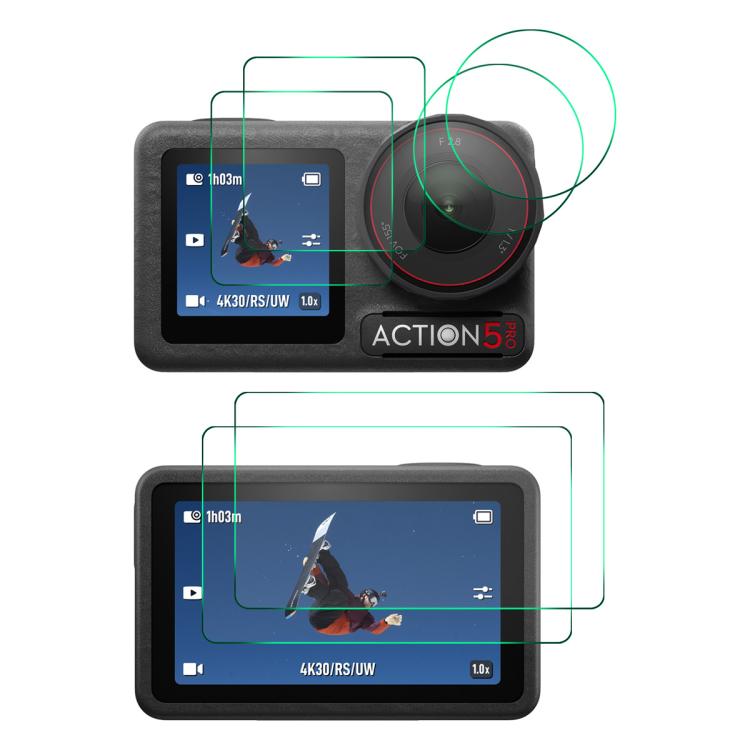 Set Pro 2 ENKAY Hat-Prince 0.2mm 9H Protector de pantalla de vidrio templado Película de reloj para DJI Osmo Action 5