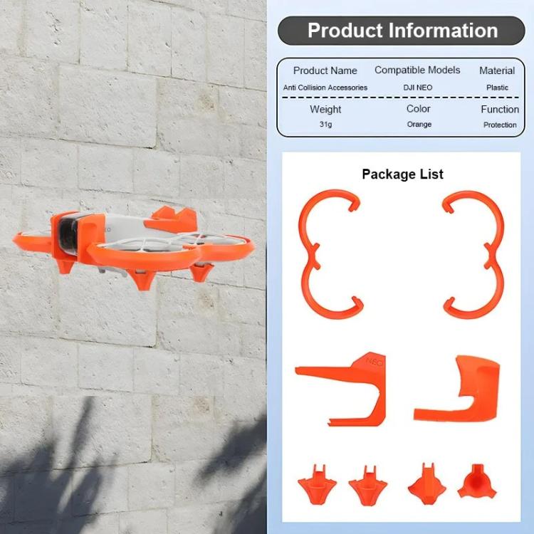 Anillo protector anticolisión para hélices para DJI Neo (naranja) — imagen 2