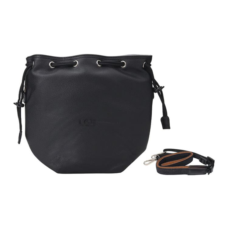 Bolsa de almacenamiento cruzada de cuero impermeable de gran capacidad con cordón ajustable para DJI Neo (Negro noche oscuro)