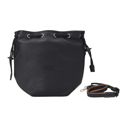 Bolsa de almacenamiento cruzada de cuero impermeable de gran capacidad con cordón ajustable para DJI Neo (Negro noche oscuro)