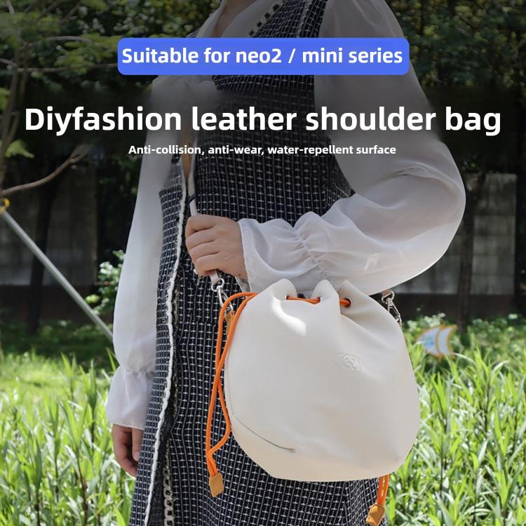 Bolsa de almacenamiento cruzada de cuero impermeable de gran capacidad con cordón ajustable para DJI Neo (Negro noche oscuro…
