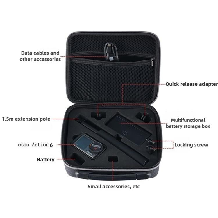 Caja de almacenamiento portátil para cámaras de acción para DJI Osmo Action 6 (Gris) — imagen 4