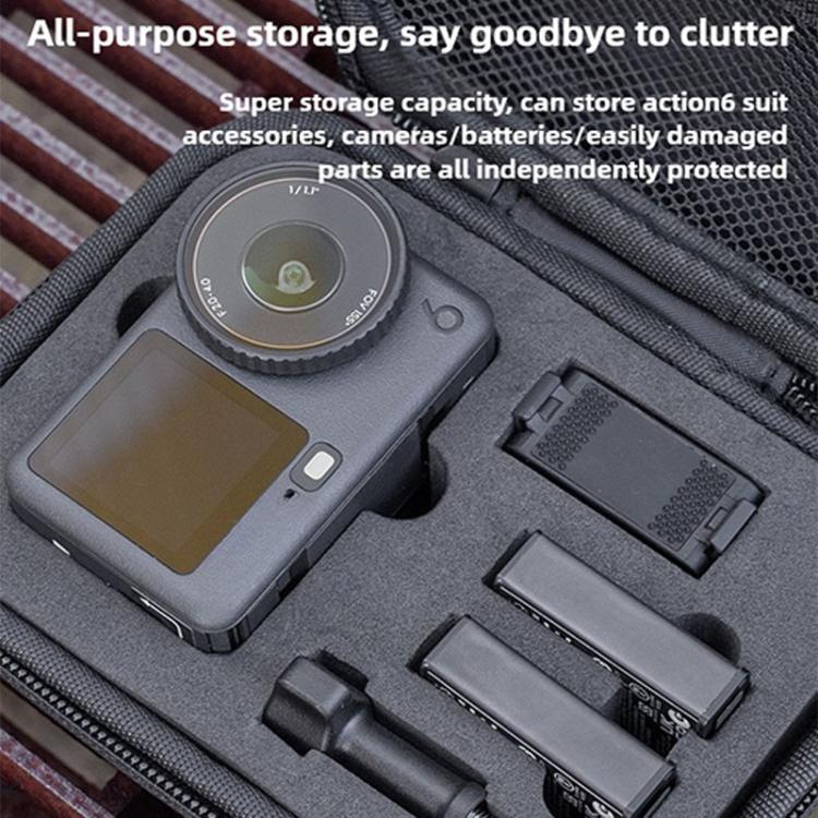Bolsa de almacenamiento portátil para kit de cámaras de acción con asa y correa para colgar para DJI Osmo Action 6 (negra) —…
