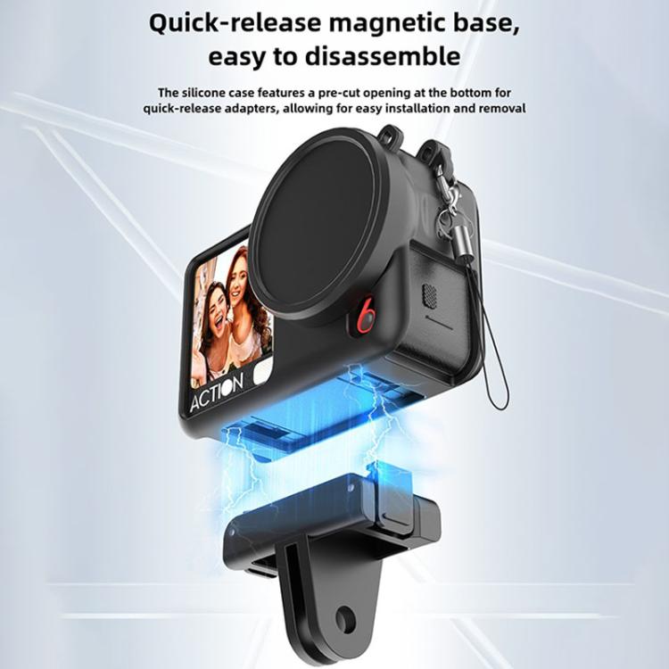 Tapa protectora de silicona para lente del cuerpo de la cámara de acción para DJI Osmo Action 6 (negra) — imagen 4