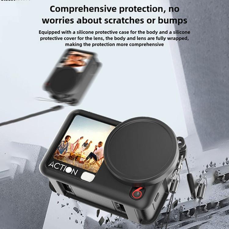 Tapa protectora de silicona para lente del cuerpo de la cámara de acción para DJI Osmo Action 6 (negra) — imagen 5