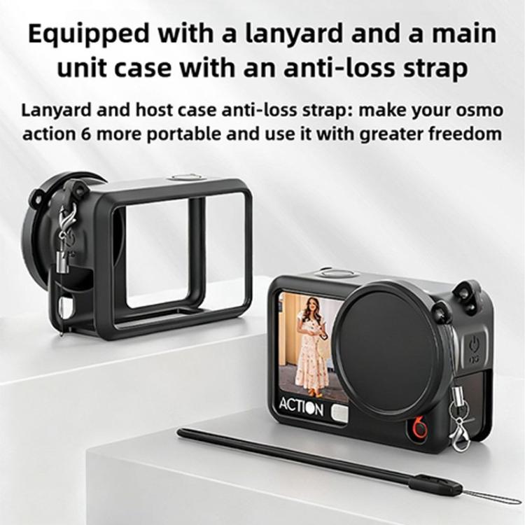 Tapa protectora de silicona para lente del cuerpo de la cámara de acción para DJI Osmo Action 6 (negra) — imagen 7