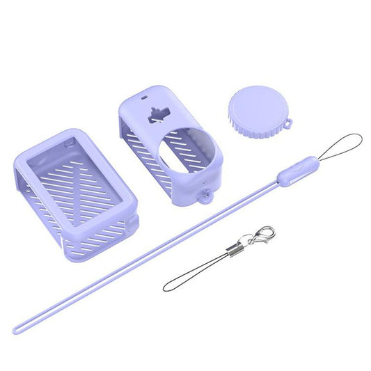 Funda protectora de silicona 3 en 1 a prueba de golpes con cordón (color lavanda)