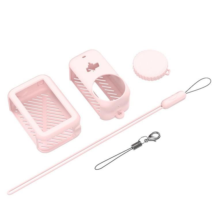 Funda protectora de silicona 3 en 1 a prueba de golpes con cordón (rosa)