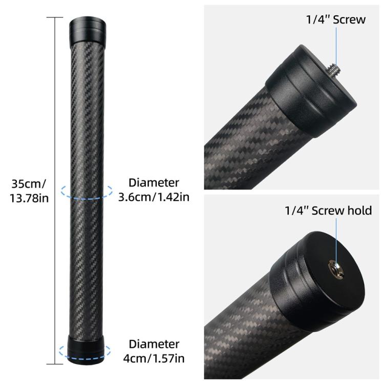 KE-36 para estabilizador de cardán /, montaje de tornillo de 1/4 de pulgada, varilla de extensión de fibra de carbono de 35……