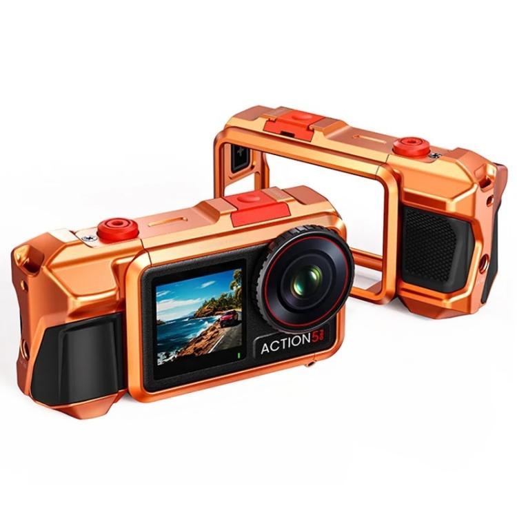 Carcasa protectora de aleación de aluminio para cámara de acción / 4 / 5 Pro para DJI Osmo Action 3 (naranja)