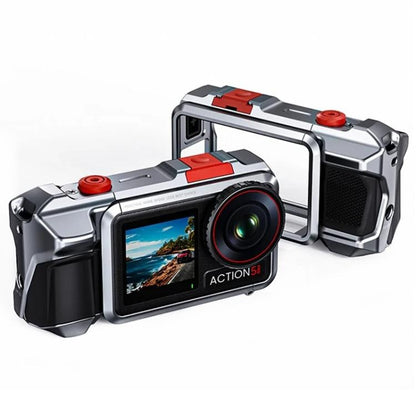 Carcasa protectora de aleación de aluminio para cámara de acción / 4 / 5 Pro para DJI Osmo Action 3 (plateada)