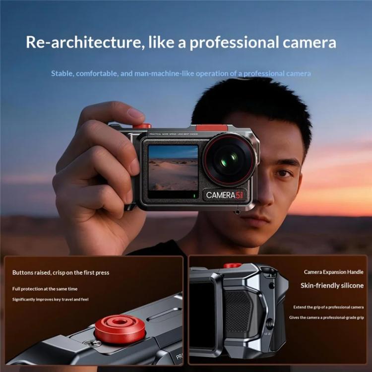 Carcasa protectora de aleación de aluminio para cámara de acción / 4 / 5 Pro para DJI Osmo Action 3 (gris) — imagen 5