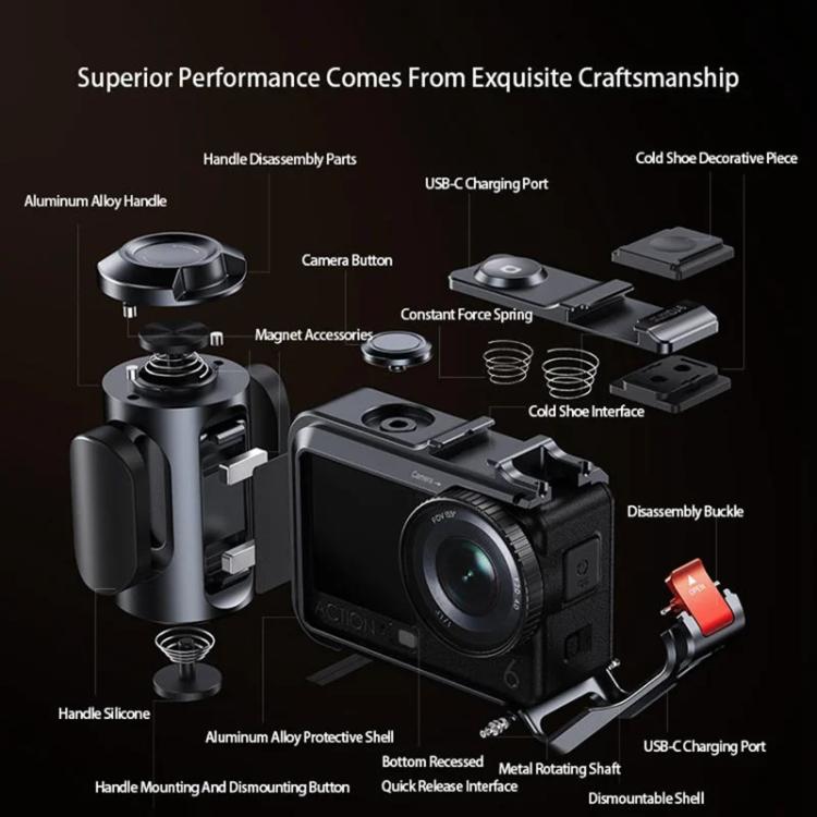 Cubierta DJ-6, magnética desmontable para la jaula de la cámara para DJI Osmo Action 6 (naranja) — imagen 6