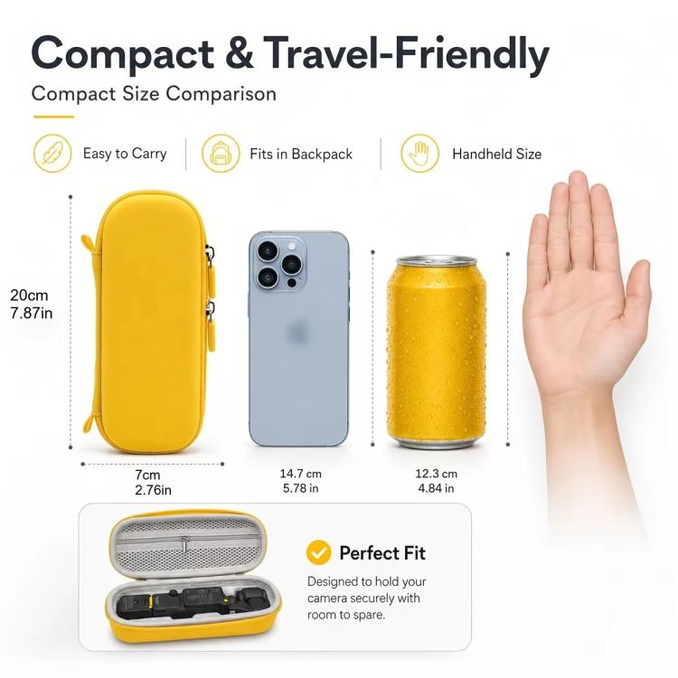 Bolsa organizadora protectora rígida de EVA para DJI Osmo Pocket 4 (Amarillo) — imagen 5