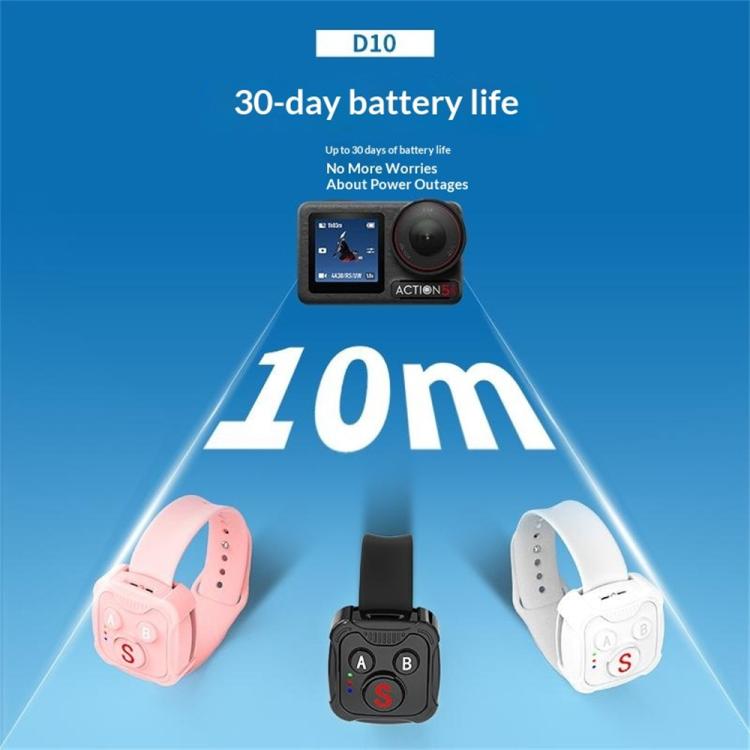 Control remoto inalámbrico Bluetooth D10 para cámaras de acción, GoPro e Insta360 (blanco) — imagen 4