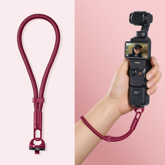 Correa de muñeca ajustable con bloqueo automático y antipérdida para cámara / 3 para DJI Osmo Pocket 4 (color burdeos)