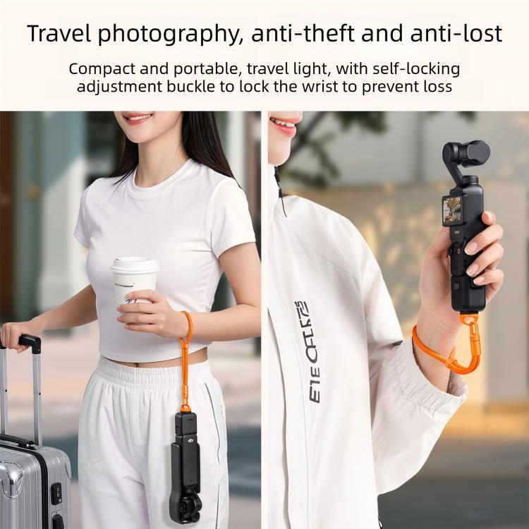 Correa de muñeca ajustable con bloqueo automático y antipérdida para cámara / 3 para DJI Osmo Pocket 4 (naranja) — imagen 8