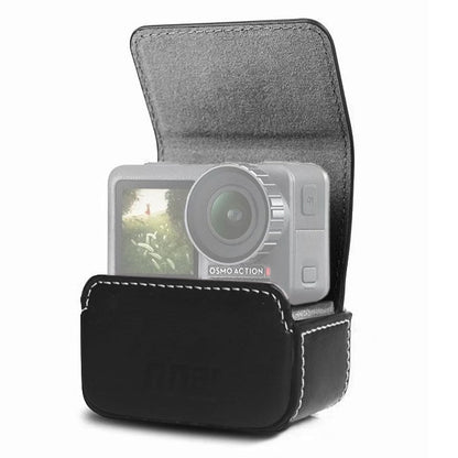 Estuche de cuero Caja de transporte de almacenamiento de mini impermeable para DJI Osmo Action (negro)